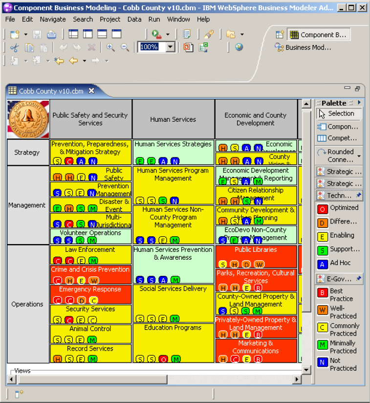 View of the existing CBM software showing a custom heat map for a government client